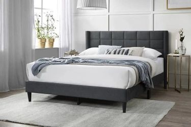 Queen Grey Euro Platform Bed With Orthopedic Mattress Included
