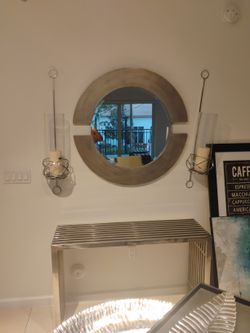 Consolé Set With Mirror  Silver,Gray