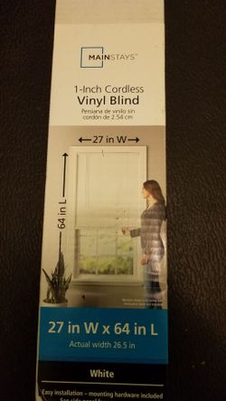 Mainstays 1-Inch Cordless Vinyl Blind 27x64 White