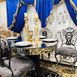 Mirror Dining Table 5 Pieces 