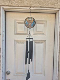 Angel stain glass wind chime