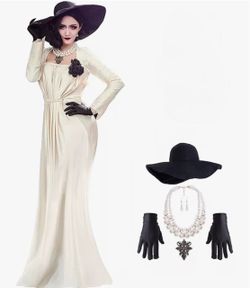 Lady Dimitrescu Cosplay Costumes Halloween Party Beige