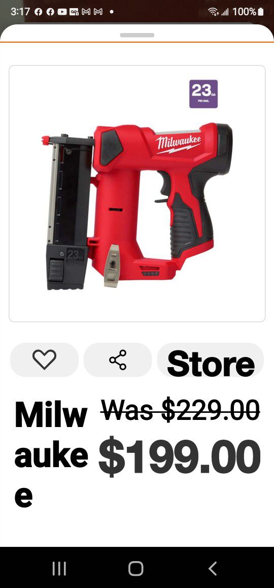 Milwaukee Nail Pin Gun Brand New ($149 The Price Is Firm)