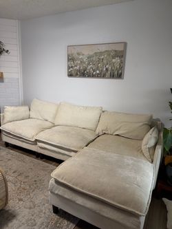Cream couch with L chase