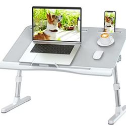 Laptop Bed Tray Desk, Foldable and Adjustable Lap Table with Heights and Angles, Upgraded-Sturdy Laptop Lap Desk for Bed/Sofa/Couch/Floor  (Grey)