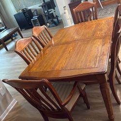 Wooden Dining Room Table With 6 Chairs
