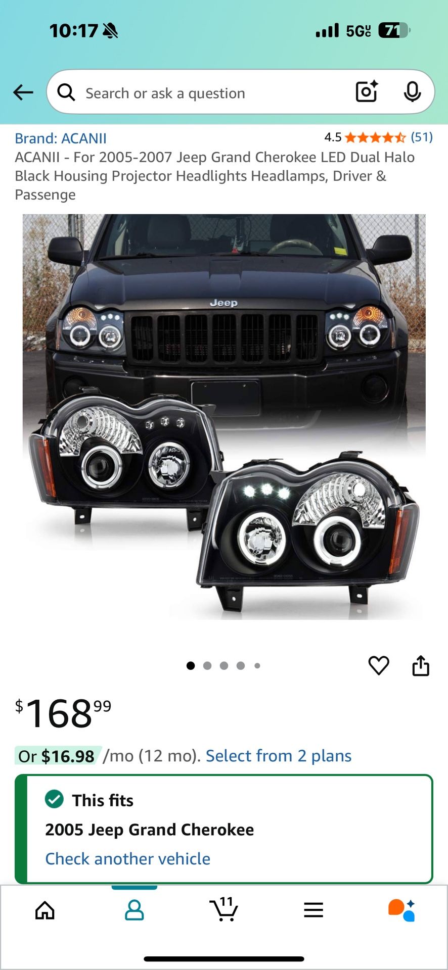 Acanii Headlights For 2005- 2007 Jeep grand Cherokee