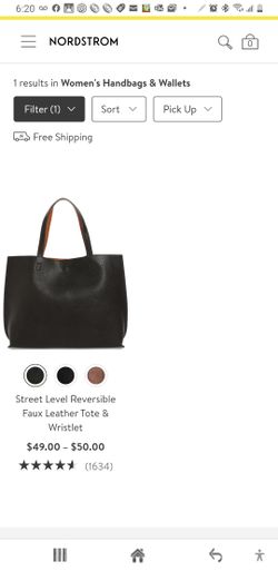 Street levels reversable leather tote with small clutch
