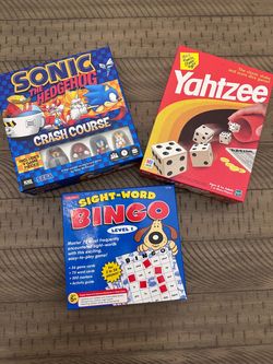 Lot of 3 Board Games – Sonic, Yahtzee, Bingo