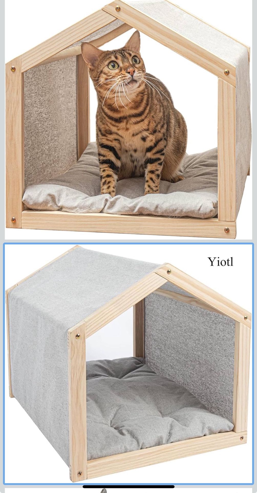 Cat House with Mat Indoor Cat Condo, Minimalist Design Pet Furniture, Cat Cave Furniture, Small Dog Bed