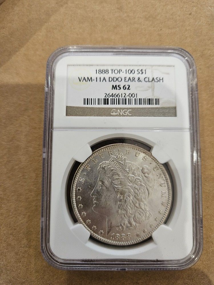 1888 $1 Morgan Silver Dollar NGC MS 62 | VAM-11A DDO Ear & Clash Top 100