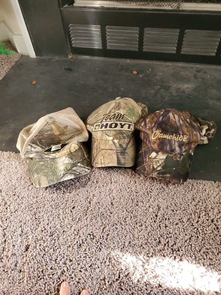 3 Camo Hats Hunting Fishing Construction Baseball Cap