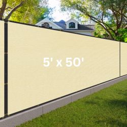 5 x 50 FT Beige Commercial-Grade Privacy Screen for Backyards and Patio Construction Projects