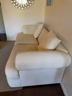 White/Off-White Corduroy Couch – Good Condition