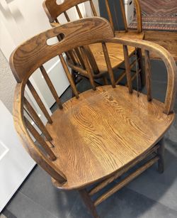 Vintage MCM Windsor Barrel Back Chairs - Dark Oak (2 Available)