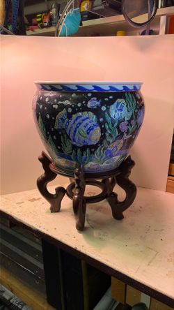 Fish bowl planter - porcelain