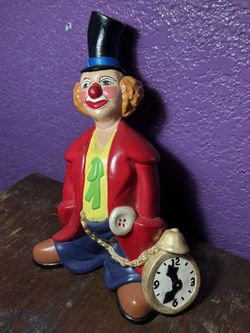 Vintage Hand Painted Clown Figurine Statue Ceramic Colorful 8" Tall