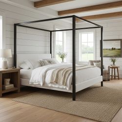 Brand new in box Full Size Canopy Bed Frame With Four Post Metal Frame