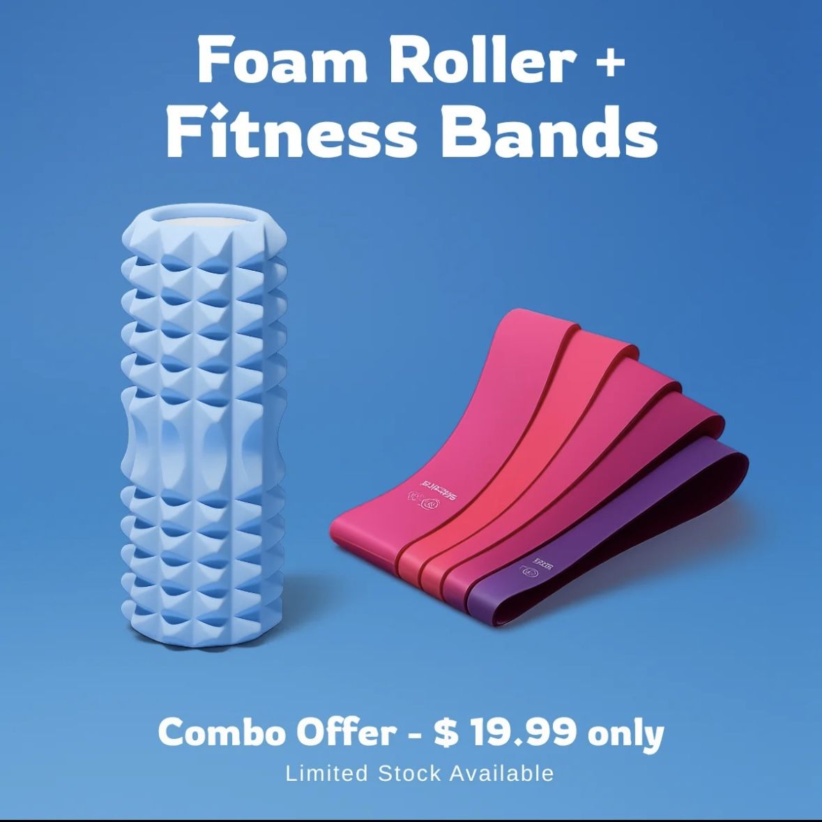 Brand New Combo - Mini Foam Massage Roller Combo With Fitness Bands)