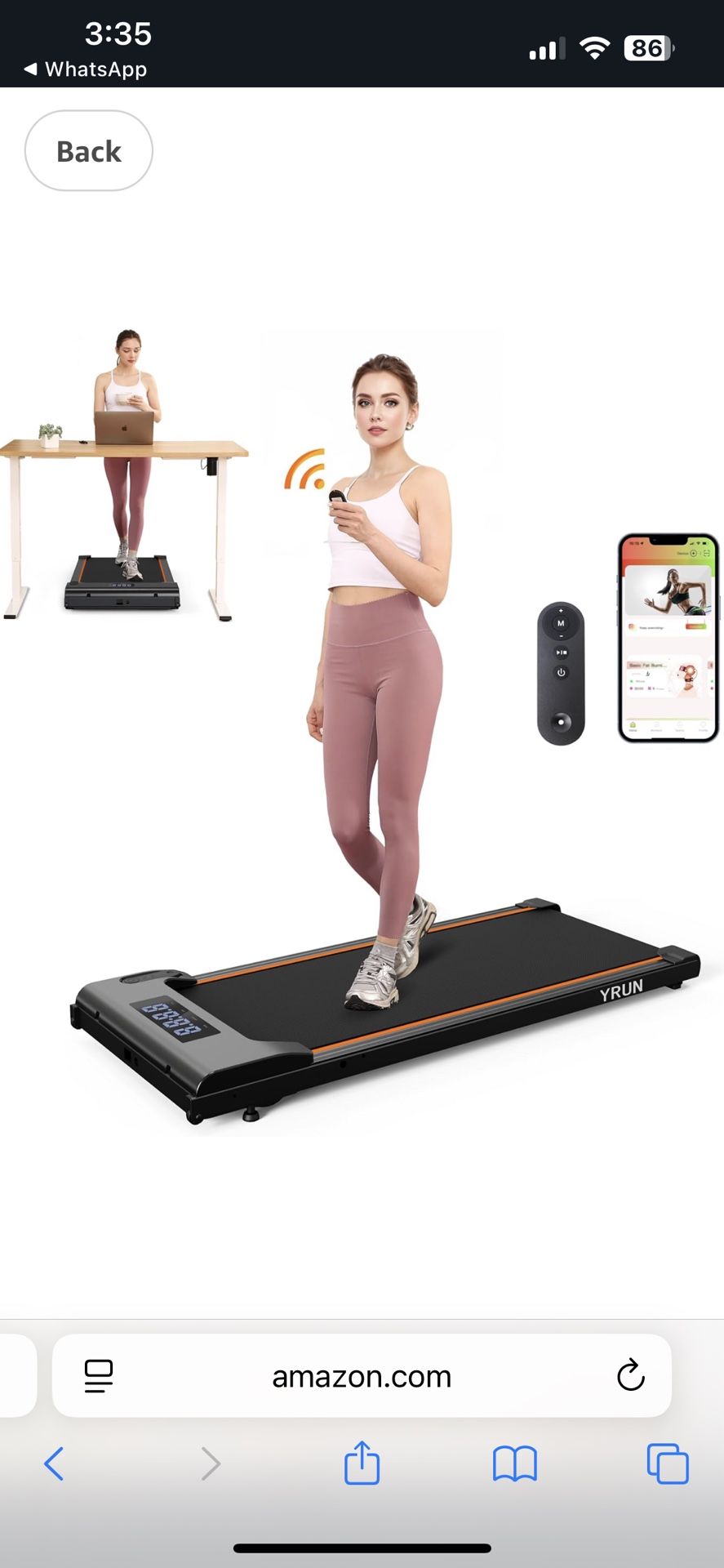 Walking Pad Under Desk Treadmill, Quiet Brushless Small