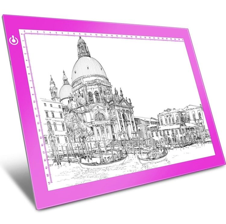 Pink A4 Dimmable LED Artcraft Light Box Tracer Slim Light Pad Portable Tablet