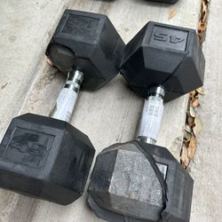 Pair of 45lb rubber dumbbell SEE PICTURE