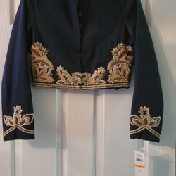 Embroidered Military Style Cropped Jacket