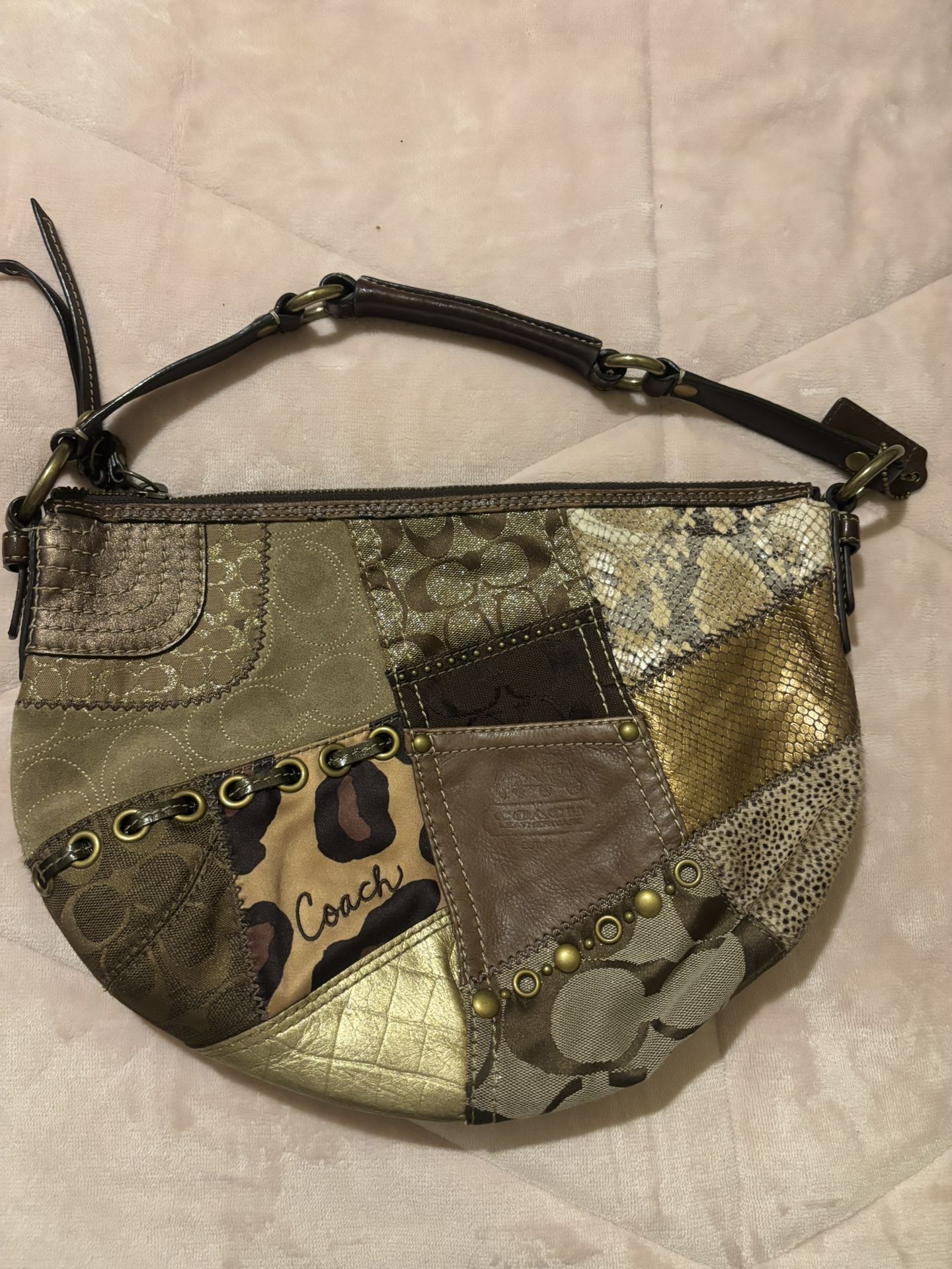 coach patch work shoulder bag