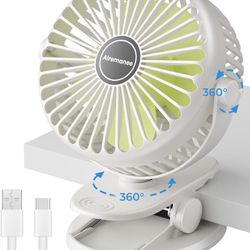 Portable Clip On Fan USB Rechargeable, Small Desk Fan Battery Operated, Baby Stroller Fan With 3 Speeds, Quiet Personal Fan For Home Office Outdoors C
