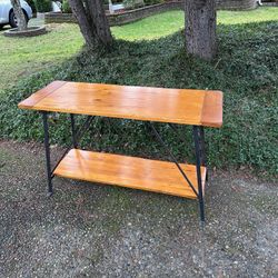 Entryway table solid wood and iron frame