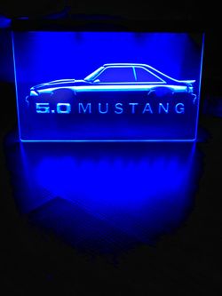 MUSTANG 5.0 LED NEON BLUE LIGHT SIGN 8x12