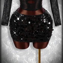 Black sparkle short