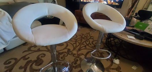 White leather bar stools