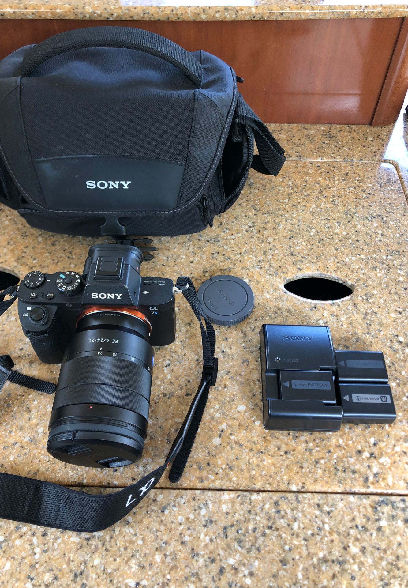 Sony a7Sii with 3 batteries, bag