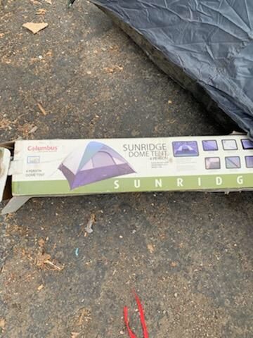 Tent #3 Columbus sun ridge 4 person tent Good condition, comes with rain fly and stakes.