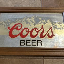 Coors Beer Framed Glass Sign 18 x 24 Inches Vintage 1987