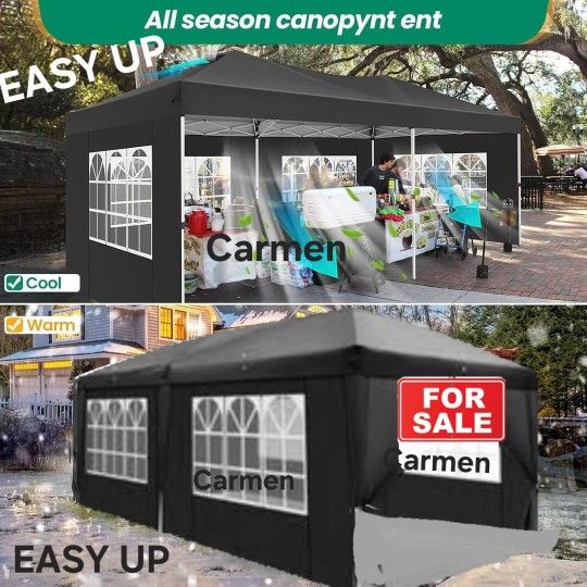10x20' Easy Pop Up Canopy with Removable Sidewalls Waterproof Folding Wedding Party Tent Outdoor Black Brand New
