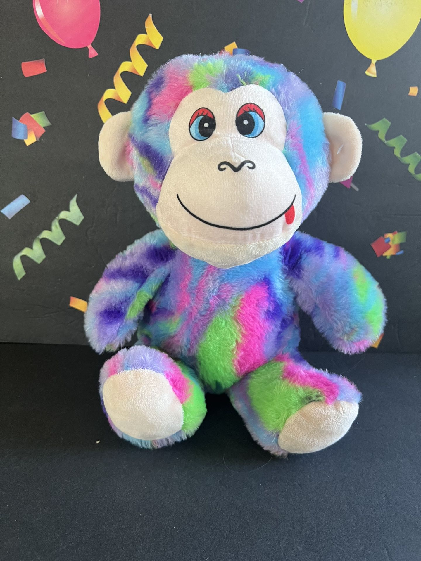 RAINBOW COLORED MONKEY!   11 INCH SOFT PLUSH - NEW CONDITION