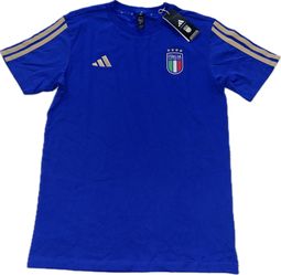 Adidas Italy National Soccer Team Blue T Shirt Kids Boys XL JY9540 New $30 MSRP