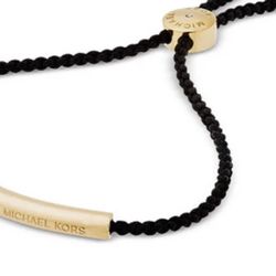 MK Braided bracelet w/ metallic gold charm bar