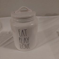 Rae Dunn Large Ceramic Canister, EAT PLAY LOVE 