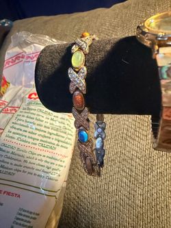 Gemstone and silver bracelet