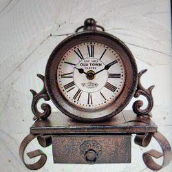 Canora Grey Analog Metal Quartz Tabletop Clock In Brown