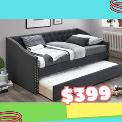 Brand New In Box Day Bed W/ Slats + Trundle  And 2 Mattresses. Pick Up  In  Long Beach