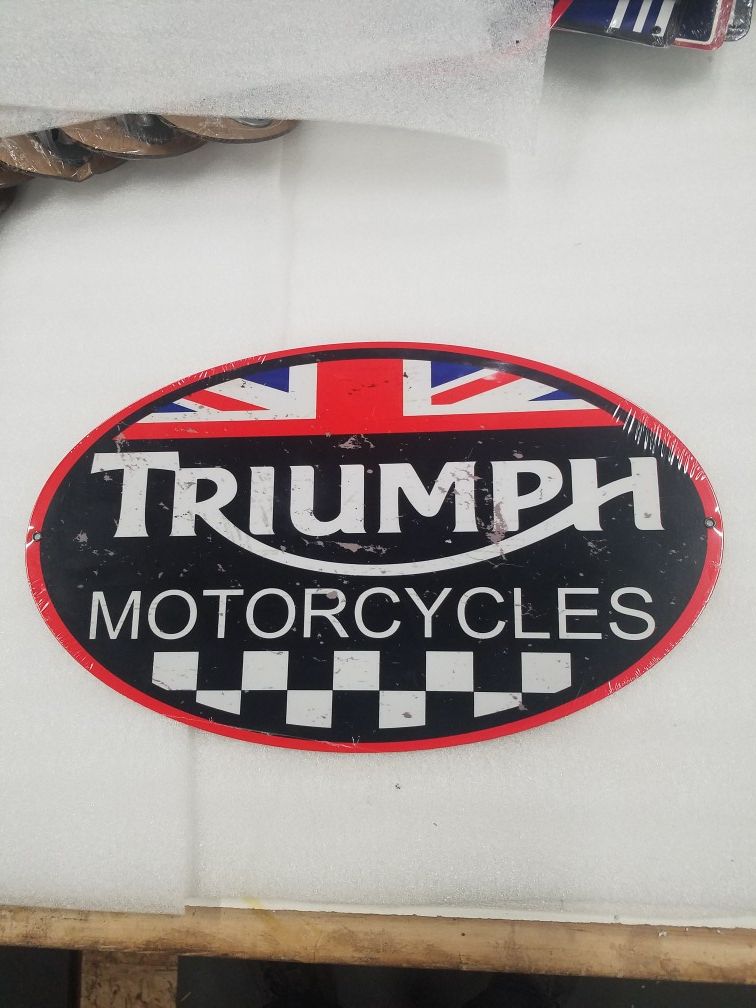 Triumph motorcycle bike logo steel metal sign