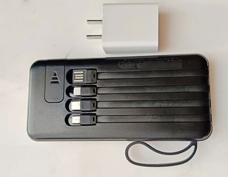 Portable charger with charging cables for all devices