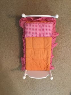 Sophia’s Heritage Collection 22” Doll Bed.  $15.      Add Bedding And 13” Berenguer Doll.   $25.  Ex.Cond.   
