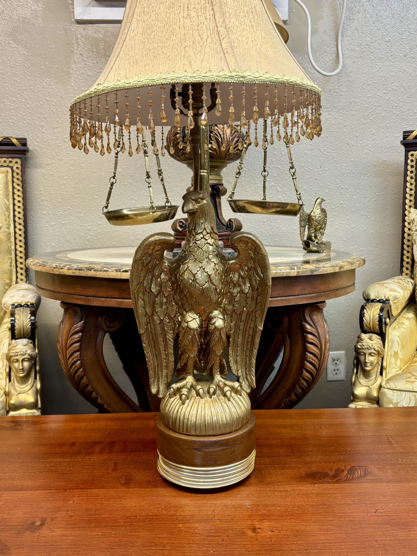 Vintage Gold American Eagle Table Lamp