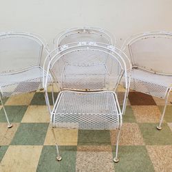 Vintage Wrought Iron Barrel Back Patio Chairs