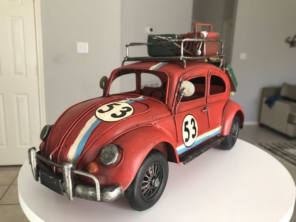 Vintage Vw Beetle 16 Inches Car Red Retro Volkswagen Herbie Car